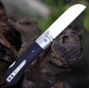 QSP Knife Worker (QS128A) 3.5" Bohler N690 Satin Sheepsfoot Plain Blade, Black G-10 Handle