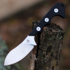 QSP Knife Neckmuk (QS125A) 2.875" D2 Satin Drop Point Plain Blade, Black G-10 Handle, Black Kydex Sheath