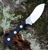 QSP Knife Neckmuk (QS125A) 2.875" D2 Satin Drop Point Plain Blade, Black G-10 Handle, Black Kydex Sheath