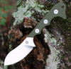 QSP Knife Neckmuk (QS125C) 2.875" D2 Satin Drop Point Plain Blade, Green Micarta Handle, Green Kydex Sheath