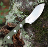 QSP Knife Neckmuk (QS125C) 2.875" D2 Satin Drop Point Plain Blade, Green Micarta Handle, Green Kydex Sheath