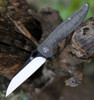 QSP Knife Locust Linerlock (QS117B) 3.875" 154CM Black & Satin Wharncliffe Plain Blade, Black Linen Micarta Handle