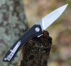 QSP Knife Leopard (QS135B) 3" Sandvik 14C28N Satin Spear Point Plain Blade, Black Linen Micarta Handle