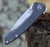 QSP Knife Leopard (QS135B) 3" Sandvik 14C28N Satin Spear Point Plain Blade, Black Linen Micarta Handle