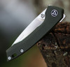 QSP Knife Leopard (QS135C) 3" 14C28N Satin Spear Point Plain Blade, Green Linen Micarta Handle