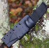 QSP Knife Bison (QS134C) 4.5" D2 Satin Clip Point Plain Blade, Green Linen Micarta Handle, Black Kydex Sheath