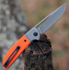 CIVIVI Trailblazer Folding Knife (C2018A)- 2.97" Stonewashed 14C28N Drop Point Blade, Orange G-10 Handle