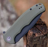 CIVIVI Praxis Folding Knife (C803F)- 3.75" Blackwashed 9Cr18MoV Drop Point Blade, OD Green G-10 Handles