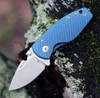 DPx Gear H.E.A.T/F 3D Ti Blue DPHTF019, 2.24" Stonewash M390 Blade, Blue 3D Titanium Handle