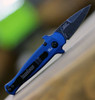 Kershaw 7130 Launch 12CA Mini Stiletto, 1.9 " CPM154 Black Stonewashed Plain Blade, Blue Aluminum w/ Carbon Fiber Insert Handle