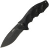 CRKT Foresight A/O (CRK221KKP) 3.53" 1.4116 Blackwashed Drop Point Plain Blade, Black Finger Grooved Glass Reinforced Nylon Handle