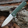 QSP Knife Hawk (QS131H) 3.25" Sandvik 14C28N Two-Tone Satin Drop Point Plain Blade, Green Linen Micarta Handle