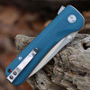 QSP Knife Hawk (QS131I) 3.225" 14C28N Two-Tone Satin Drop Point Plain Blade, Blue Linen Micarta Handle