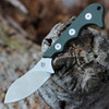 QSP Knife Neckmuk (QS125F) 2.875" D2 Satin Sheepsfoot Plain Blade, Green Linen Micarta Handle, Black Kydex Sheath
