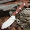 QSP Knife Neckmuk Neck Knife QS125-E, 2.875" D2 Plain Blade, Brown Linen Micarta Handle