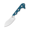 QSP Knife Neckmuk Neck Knife (QS125E) 2.875" D2 Satin Sheepsfoot Plain Blade, Blue Linen Micarta Handle, Black Kydex Sheath