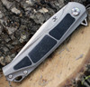 Kansept Knives Gremlin (K2003A2) 2.91" CPM-S35VN Stonewashed Clip Point Plain Blade, Bead Blasted Titanium Handle with Black Carbon Fiber Inlay