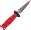 Bubba Blade Pointed Scout Dive Knife, 1107806, 3.5" Gray Double Edge Combo Blade, Red TPR Handle, Polymer Sheath