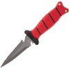 Bubba Blade Pointed Scout Dive Knife, 1107806, 3.5" Gray Double Edge Combo Blade, Red TPR Handle, Polymer Sheath