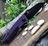 Kansept Knives Little Main Street (KT2015A6) 2.25" 154CM Blackwashed Reverse Tanto Plain Blade, Purple G-10 Handle