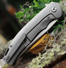 Kansept Knives Agent (K1004T1) 3.75" CPM-S35VN Satin Tanto Plain Blade, Two-Tone Titanium Handle