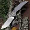 Kansept Knives Delta (K1011A1) 3.54" CPM-S35VN Stonewashed Drop Point Plain Blade, Gray 6AL4V Titanium Handle