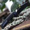 Kansept Knives Kryo (K1001A2) 3.58" CPM-S35VN Blackwashed Drop Point Plain Blade, Black Titanium Handle