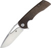 Kansept Knives Kryo (KT1001A1) 3.58" D2 Stonewashed Drop Point Plain Blade, Brown Micarta Handle
