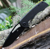 Kansept Knives KT1001A3 Kryo, 3.58" Black D2 Plain Blade, Black Carbon Fiber Handle