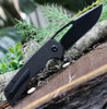 Kansept Knives Kryo (KT1001A3) 3.58" D2 Black Drop Point Plain Blade, Black Carbon Fiber Handle