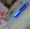 CobraTec Knives BLUKCDS Blue King Cobra, 4" D2 Steel Drop Point Serrated Blade, Anodized Aviation Aluminum Handle