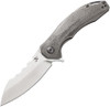 Kansept Knives Spirit (K1002W) 3.5" CPM-S35VN Satin Wharncliffe Plain Blade, Gray Wood Grain Sculpted Titanium Handle