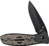 Tec X Tags-L 52219, 440 Black Coated Stainless Steel Plain Edge, Harley Davidson & Skull Handle