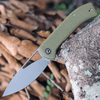 CIVIVI Riffle Folding Knife (C2024B)- 3.46" Stonewashed 14C28N Drop Point Blade, Olive Micarta Handle