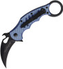 FOX Knives Karambit Folder FX 599 BLT, 2.5" Bohler N690 Black Hawkbill Blade,  Blue Twill Carbon Fiber Handle, emerson, flipper