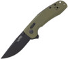 SOG SOG-Tac XR Folding Knife 12-38-02-57, 3.39" D2 Black Drop Point Plain Blade, OD Green G-10 Handle