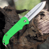 Ontario Knife Co. Traveler 8901GR, 2.25" Stainless Steel Satin Plain Blade, Green Plastic Handle