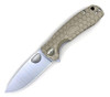 Honey Badger Knives Medium D2 Flipper HB1015, 3.19" D2 Satin Drop Point Plain Blade, Tan FRN Handle