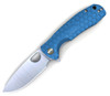 Honey Badger Knives Medium Flipper HB1017, 3.19"  8Cr13MoV Satin Drop Point Plain Blade, Blue FRN Handle