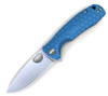 Honey Badger Knives Large D2 Flipper HB1020, 3.63"  D2 Satin Drop Point Plain Blade, Blue FRN Handle