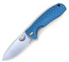Honey Badger Knives Small Flipper HB1024, 2.81"  8Cr13MoV Satin Drop Point Plain Blade, Blue FRN Handle