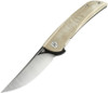 Bestech Swift (BG30C-2) 3.54" D2 Two-Toned Trailing Point Plain Blade, Beige Canvas Micarta Handle