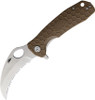 Honey Badger Knives Large Claw Flipper HB1112, 3.38" 8Cr13Mov Claw Serrated Blade, Tan FRN Handle
