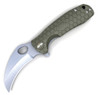 Honey Badger Knives Medium Claw Flipper HB1123, 3.0" 8Cr13Mov Claw Blade, Green FRN Handle