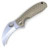 Honey Badger Knives Medium Claw Flipper HB1132, 3.0" 8Cr13Mov Claw Serrated Blade, Tan FRN Handle
