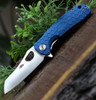 Honey Badger Knives Small D2 Wharncleaver Flipper HB1170, 2.75" D2  Wharncleaver Blade, Blue FRN Handle