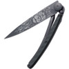 Deejo 37g Tattoo Lion DEE1GC106, 3.75" Z40C13 Black Titanium Plain Blade, Carbon Fiber Handle