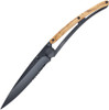 Deejo 37g DEE1GB501, 3.75" Z40C13 Black Titanium Combo Blade, Olive Wood Handle