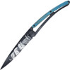 Deejo 37g Corsair DEE1GB159, 3.75" Z40C13 Black Titanium Plain Blade, Blue Beech Wood Handle