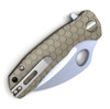 Honey Badger Knives Small Claw Flipper HB1152, 2.75" 8Cr13Mov Claw Serrated Blade, Tan FRN Handle
